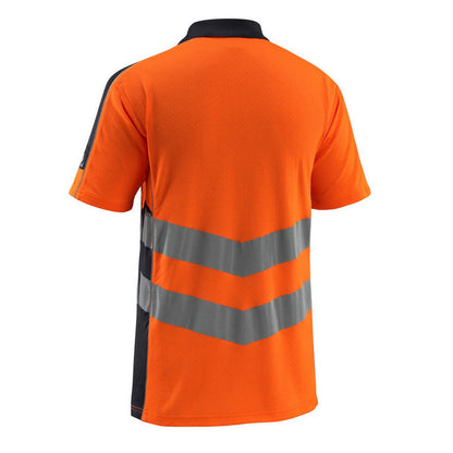 Hi Vis Orange-Dark Navy - Back - Mascot Mens Murton Safe Supreme Hi-Vis Polo Shirt