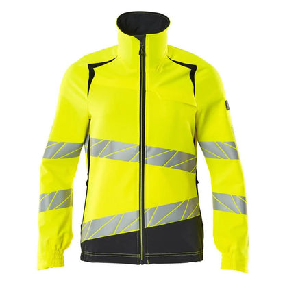 Hi Vis Yellow-Dark Navy - Front - Mascot Womens-Ladies Accelerate Safe Hi-Vis Jacket