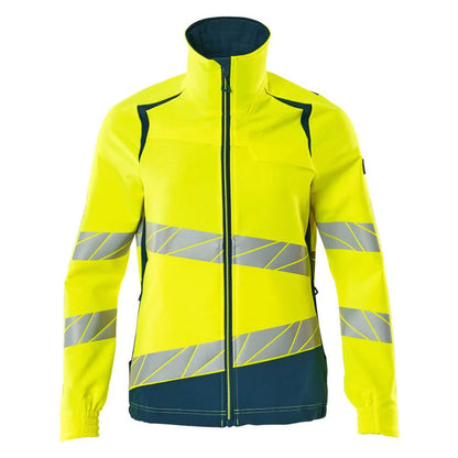Hi Vis Yellow-Dark Petroleum - Front - Mascot Womens-Ladies Accelerate Safe Hi-Vis Jacket