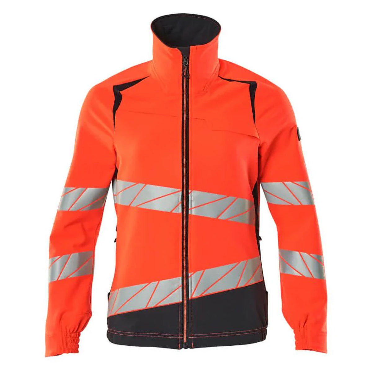 Hi Vis Orange-Dark Navy - Front - Mascot Womens-Ladies Accelerate Safe Hi-Vis Jacket