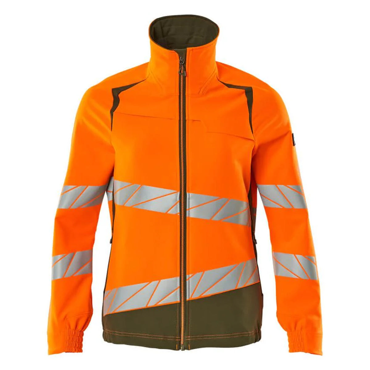Hi Vis Orange-Moss Green - Front - Mascot Womens-Ladies Accelerate Safe Hi-Vis Jacket