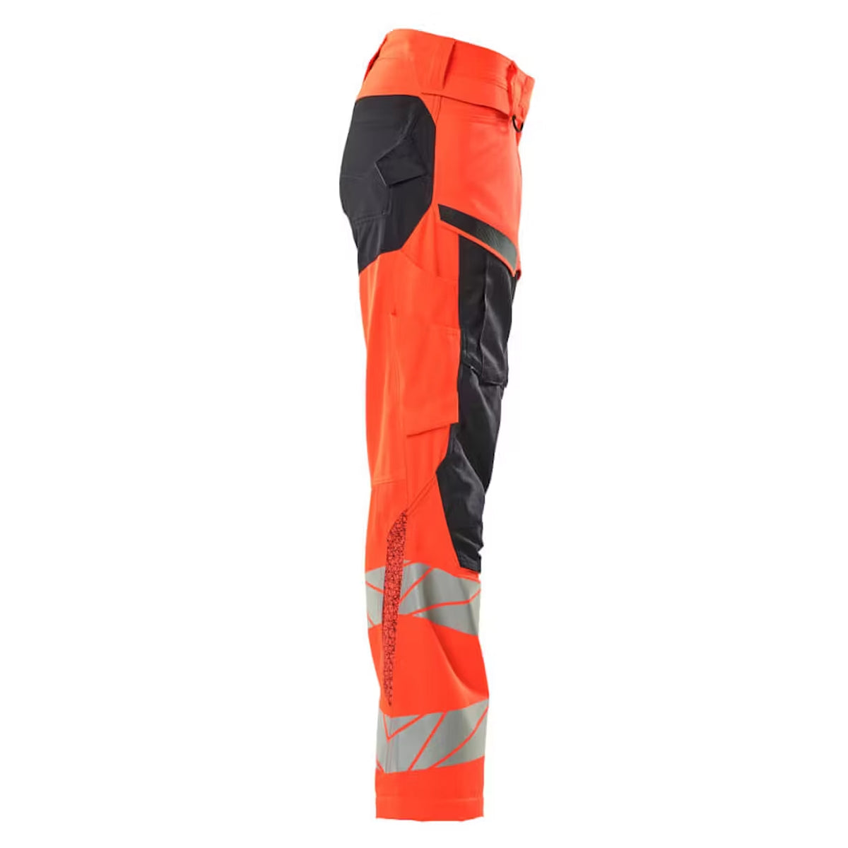 Hi Vis Red-Dark Navy - Side - Mascot Womens-Ladies Accelerate Safe Knee Pad Pockets Trousers