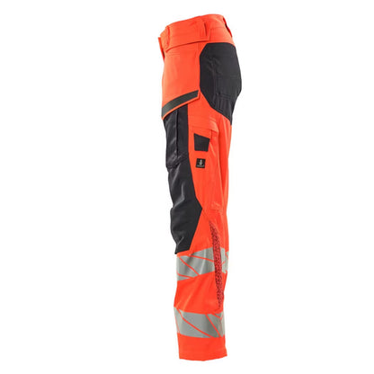 Hi Vis Red-Dark Navy - Lifestyle - Mascot Womens-Ladies Accelerate Safe Knee Pad Pockets Trousers
