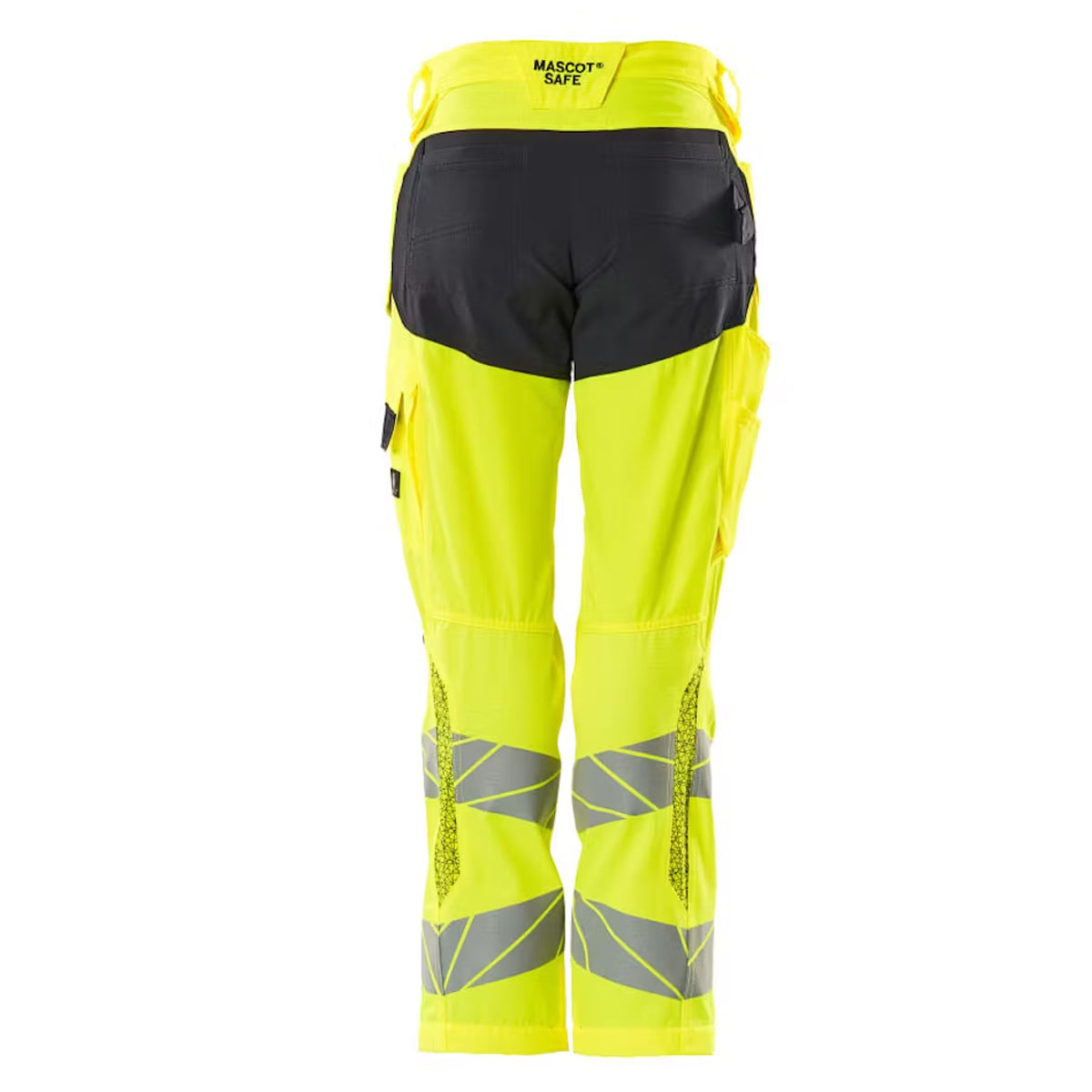 Hi Vis Yellow-Dark Navy - Back - Mascot Womens-Ladies Accelerate Safe Knee Pad Pockets Trousers