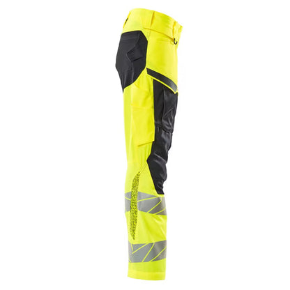 Hi Vis Yellow-Dark Navy - Lifestyle - Mascot Womens-Ladies Accelerate Safe Knee Pad Pockets Trousers