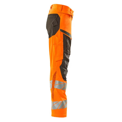 Hi Vis Orange-Dark Anthracite - Side - Mascot Womens-Ladies Accelerate Safe Knee Pad Pockets Trousers