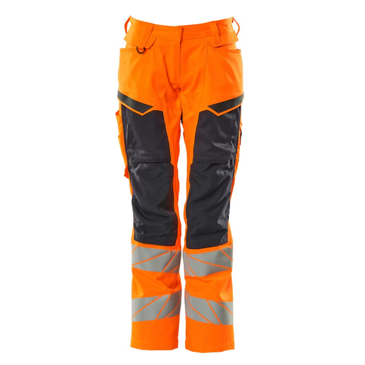 Hi Vis Orange-Dark Navy - Front - Mascot Womens-Ladies Accelerate Safe Knee Pad Pockets Trousers
