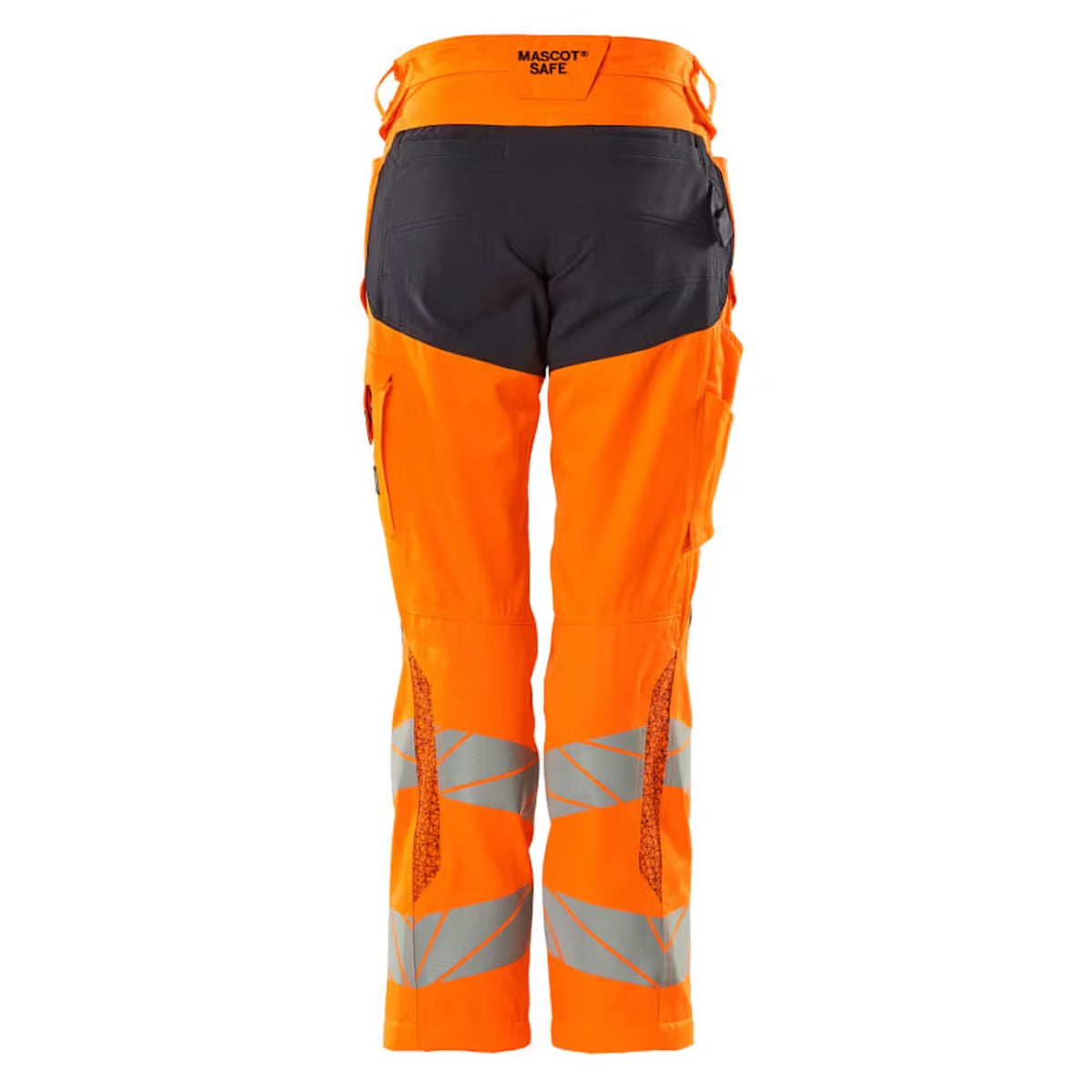 Hi Vis Orange-Dark Navy - Back - Mascot Womens-Ladies Accelerate Safe Knee Pad Pockets Trousers