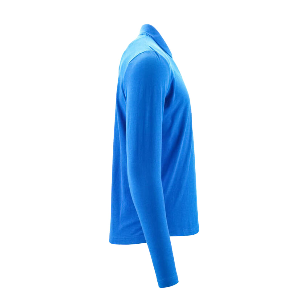 Azure Blue - Side - Mascot Mens Crossover Long-Sleeved Polo Shirt