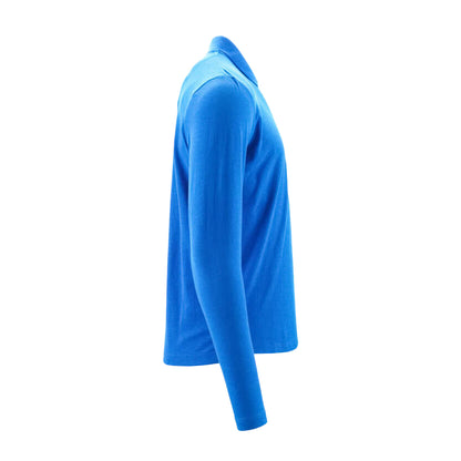 Azure Blue - Side - Mascot Mens Crossover Long-Sleeved Polo Shirt