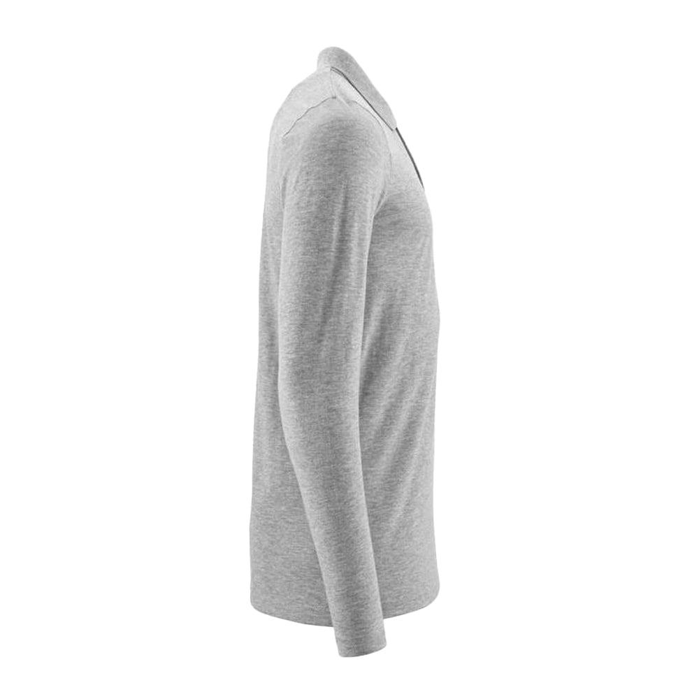 Grey - Side - Mascot Mens Crossover Long-Sleeved Polo Shirt