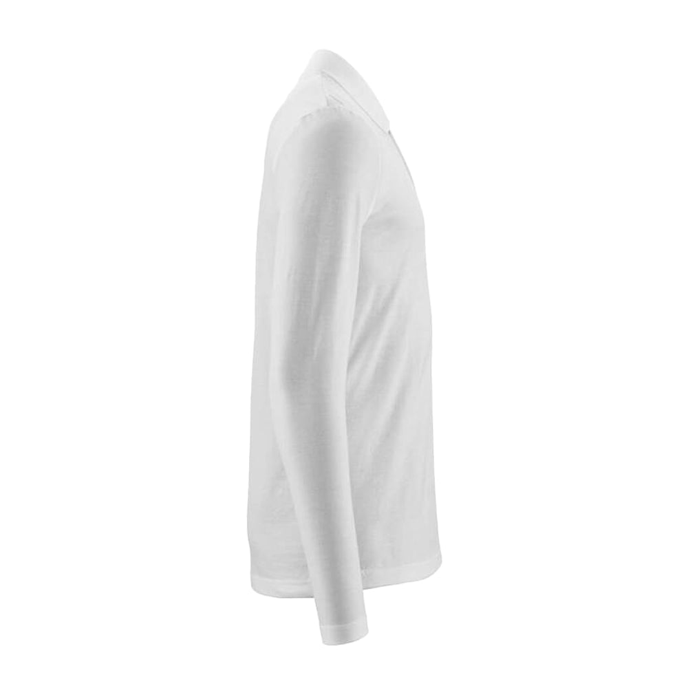 White - Side - Mascot Mens Crossover Long-Sleeved Polo Shirt
