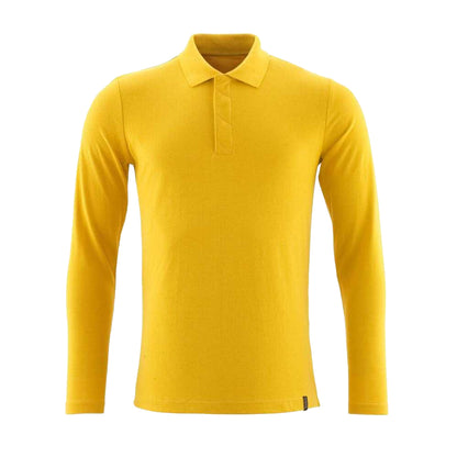 Curry Yellow - Front - Mascot Mens Crossover Long-Sleeved Polo Shirt