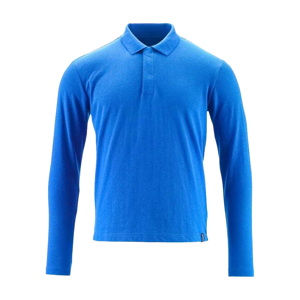 Azure Blue - Front - Mascot Mens Crossover Long-Sleeved Polo Shirt