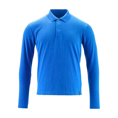 Azure Blue - Front - Mascot Mens Crossover Long-Sleeved Polo Shirt