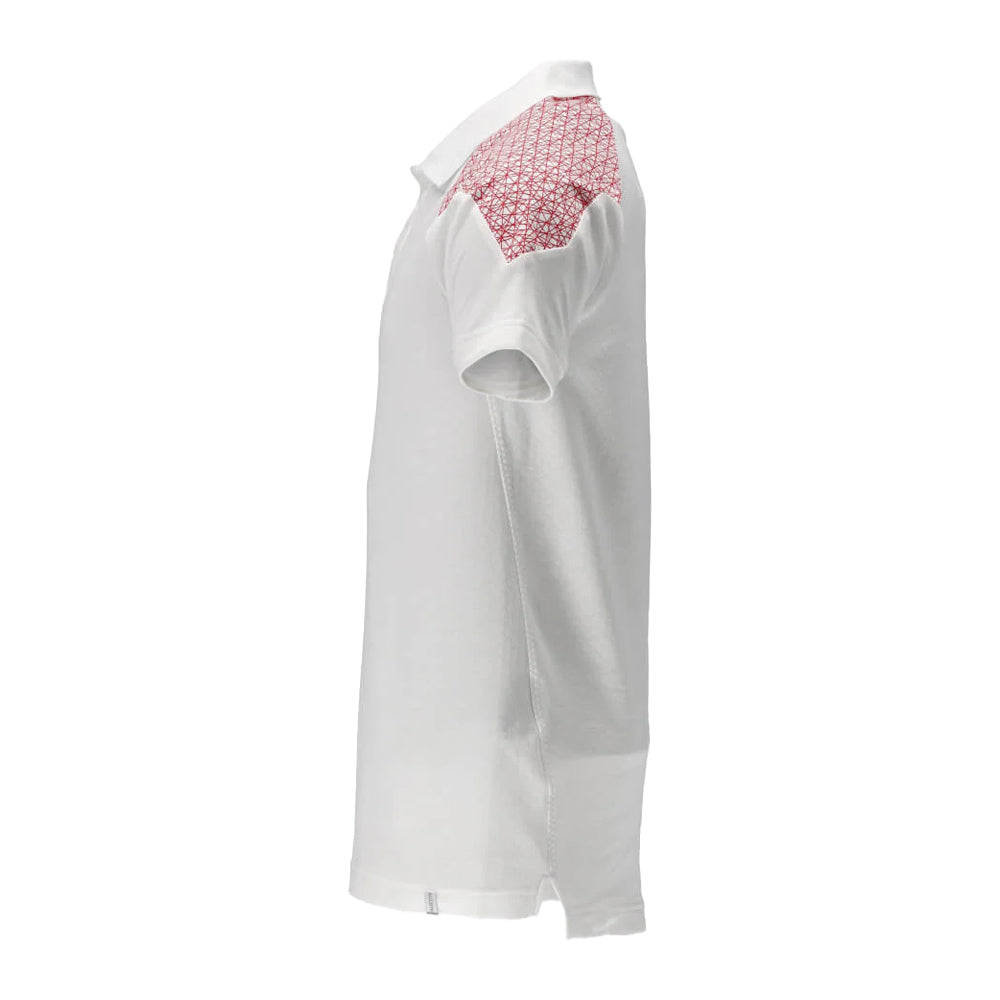 White-Traffic Red - Side - Mascot Unisex Adult Food & Care Polo Shirt