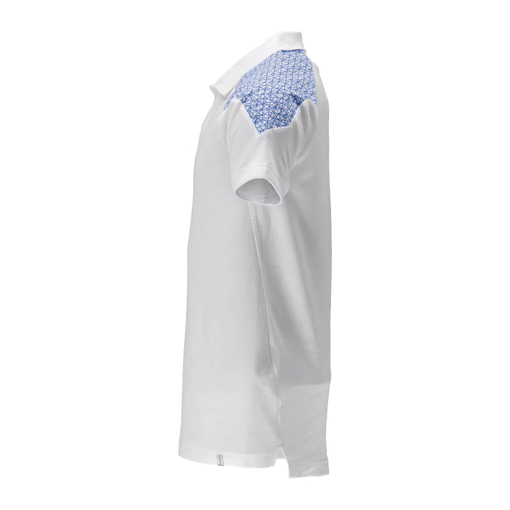 White-Azure Blue - Side - Mascot Unisex Adult Food & Care Polo Shirt