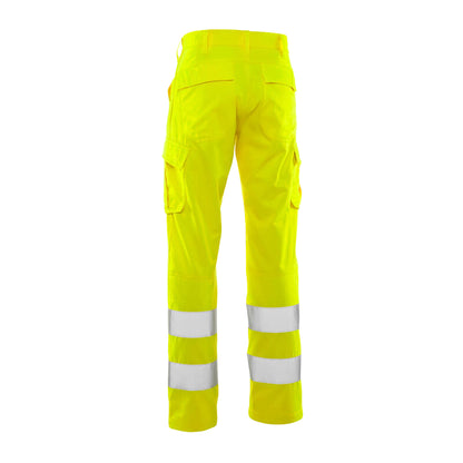 Hi Vis Yellow - Back - Mascot Mens Safe Light Hi-Vis Work Trousers