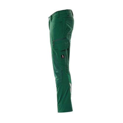 Green - Side - Mascot Mens Accelerate Stretch Knee Pad Pockets Work Trousers