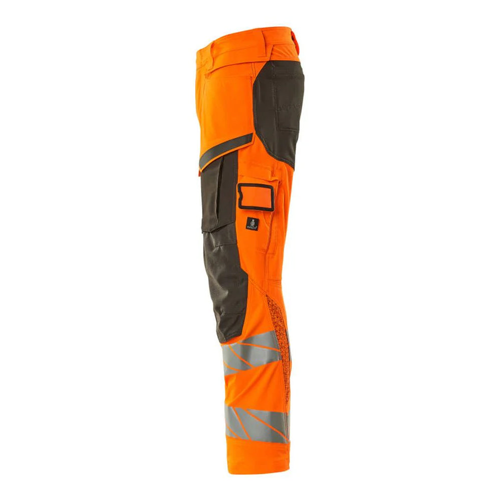 Hi Vis Orange-Dark Anthracite - Back - Mascot Mens Accelerate Safe Recycled Knee Pad Pockets Work Trousers