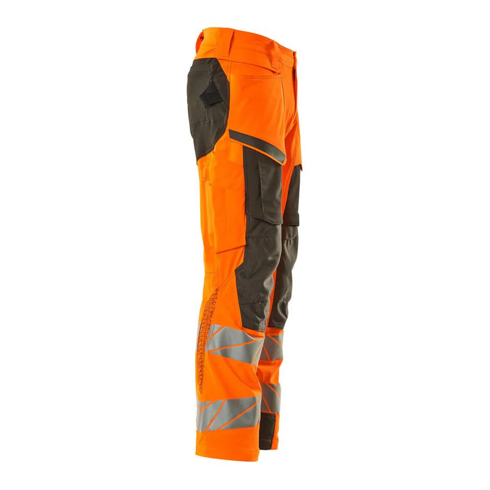 Hi Vis Orange-Dark Anthracite - Side - Mascot Mens Accelerate Safe Recycled Knee Pad Pockets Work Trousers