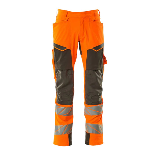 Hi Vis Orange-Dark Anthracite - Front - Mascot Mens Accelerate Safe Recycled Knee Pad Pockets Work Trousers