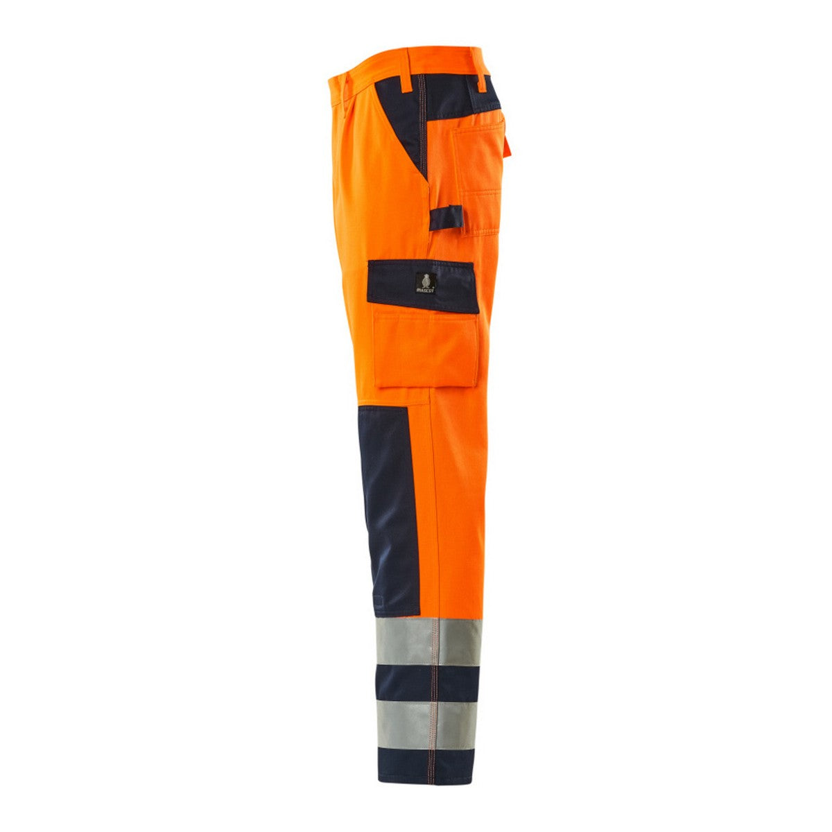 Hi Vis Orange-Navy - Side - Mascot Mens Safe Complete Olinda Knee Pad Pockets Work Trousers