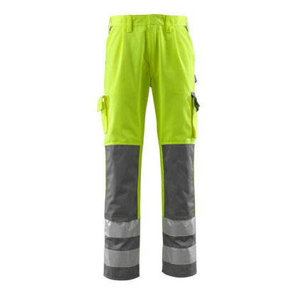 Hi Vis Yellow-Anthracite - Front - Mascot Mens Safe Complete Olinda Knee Pad Pockets Work Trousers