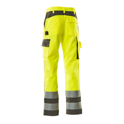 Hi Vis Yellow-Anthracite - Back - Mascot Mens Safe Complete Olinda Knee Pad Pockets Work Trousers