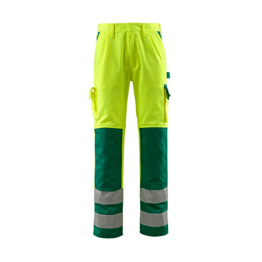 Hi Vis Yellow-Green - Front - Mascot Mens Safe Complete Olinda Knee Pad Pockets Work Trousers