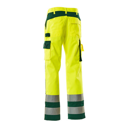 Hi Vis Yellow-Green - Back - Mascot Mens Safe Complete Olinda Knee Pad Pockets Work Trousers