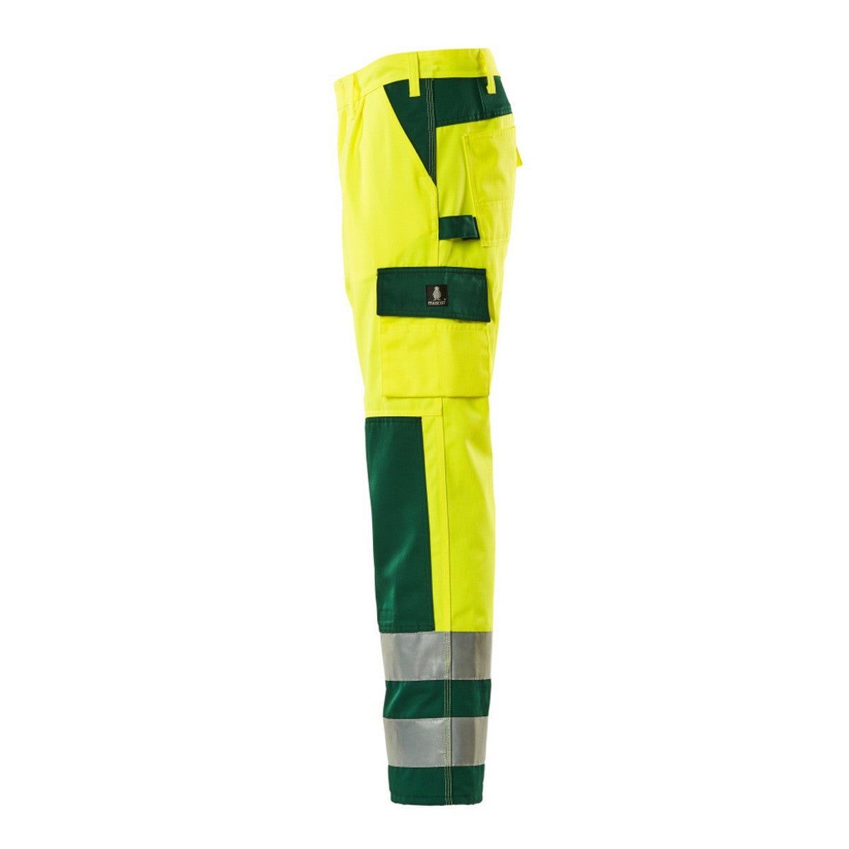 Hi Vis Yellow-Green - Side - Mascot Mens Safe Complete Olinda Knee Pad Pockets Work Trousers