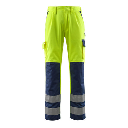 Hi Vis Yellow-Navy - Front - Mascot Mens Safe Complete Olinda Knee Pad Pockets Work Trousers