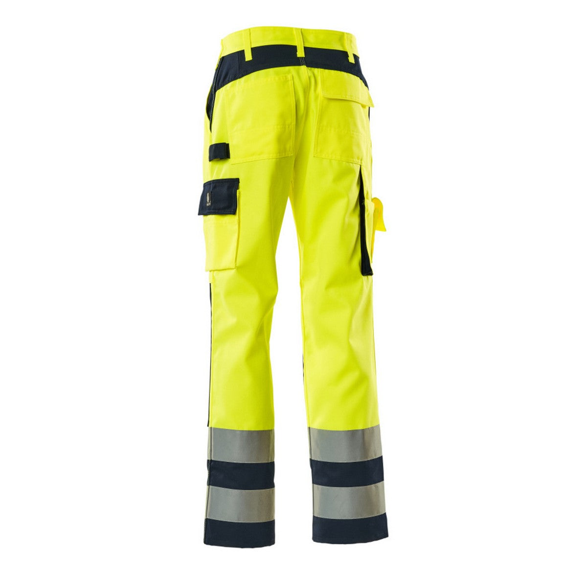Hi Vis Yellow-Navy - Back - Mascot Mens Safe Complete Olinda Knee Pad Pockets Work Trousers