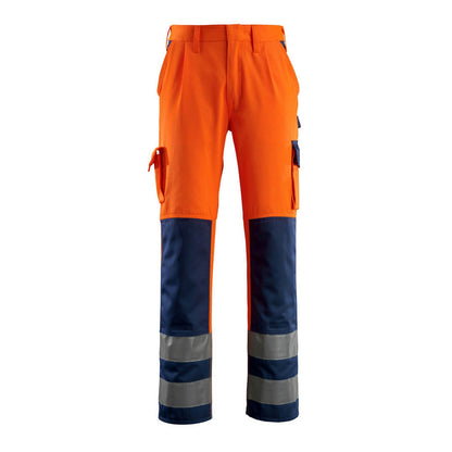 Hi Vis Orange-Navy - Front - Mascot Mens Safe Complete Olinda Knee Pad Pockets Work Trousers