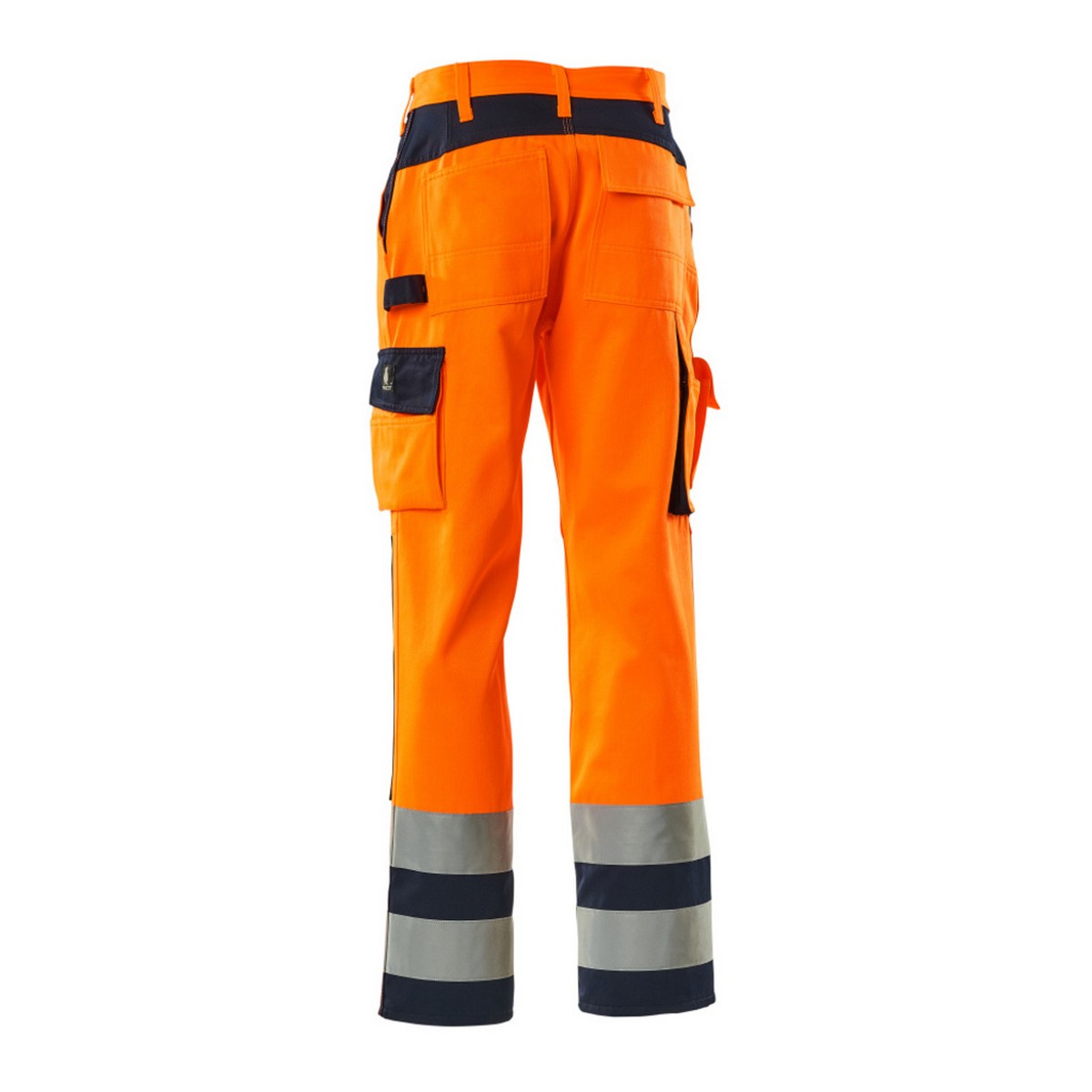 Hi Vis Orange-Navy - Back - Mascot Mens Safe Complete Olinda Knee Pad Pockets Work Trousers