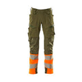 Moss Green-Hi Vis Orange - Front - Mascot Mens Accelerate Safe Knee Pad Pockets Trousers
