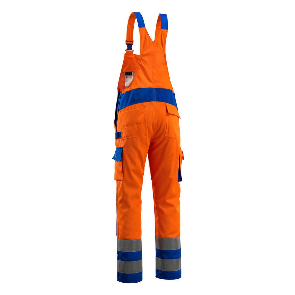 Orange-Royal Blue - Back - Mascot Mens Barras Safe Complete Hi-Vis Bib And Brace Overall