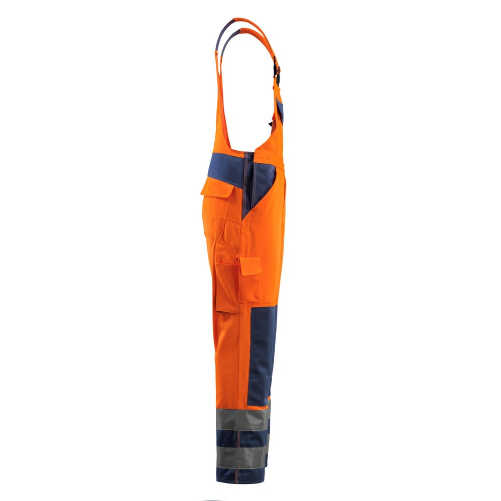 Orange-Navy - Side - Mascot Mens Barras Safe Complete Hi-Vis Bib And Brace Overall