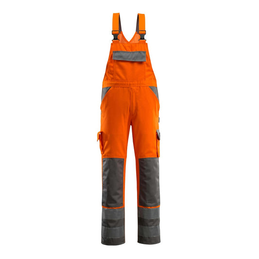 Orange-Anthracite - Front - Mascot Mens Barras Safe Complete Hi-Vis Bib And Brace Overall