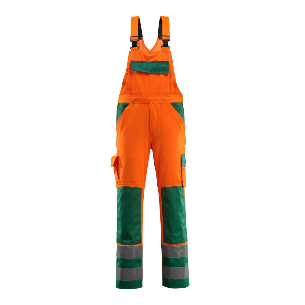 Orange-Green - Front - Mascot Mens Barras Safe Complete Hi-Vis Bib And Brace Overall