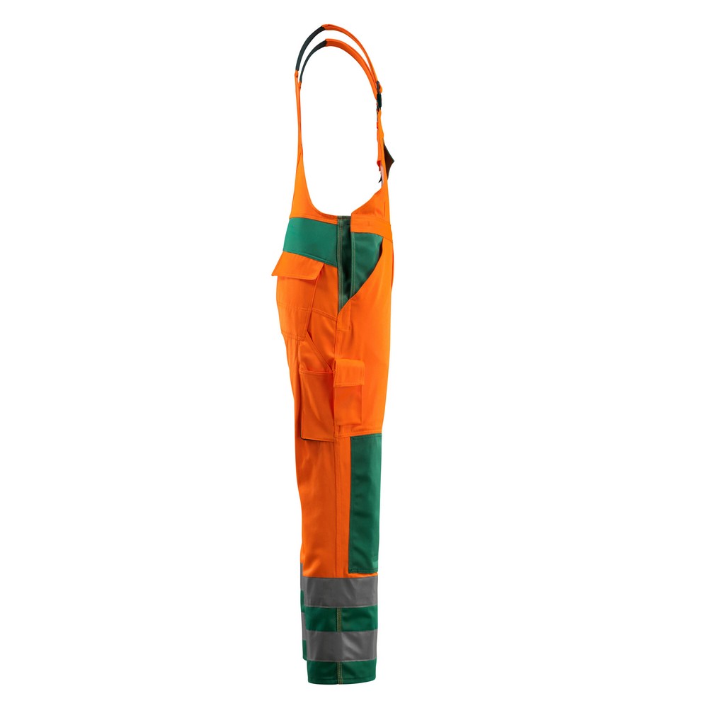 Orange-Green - Side - Mascot Mens Barras Safe Complete Hi-Vis Bib And Brace Overall