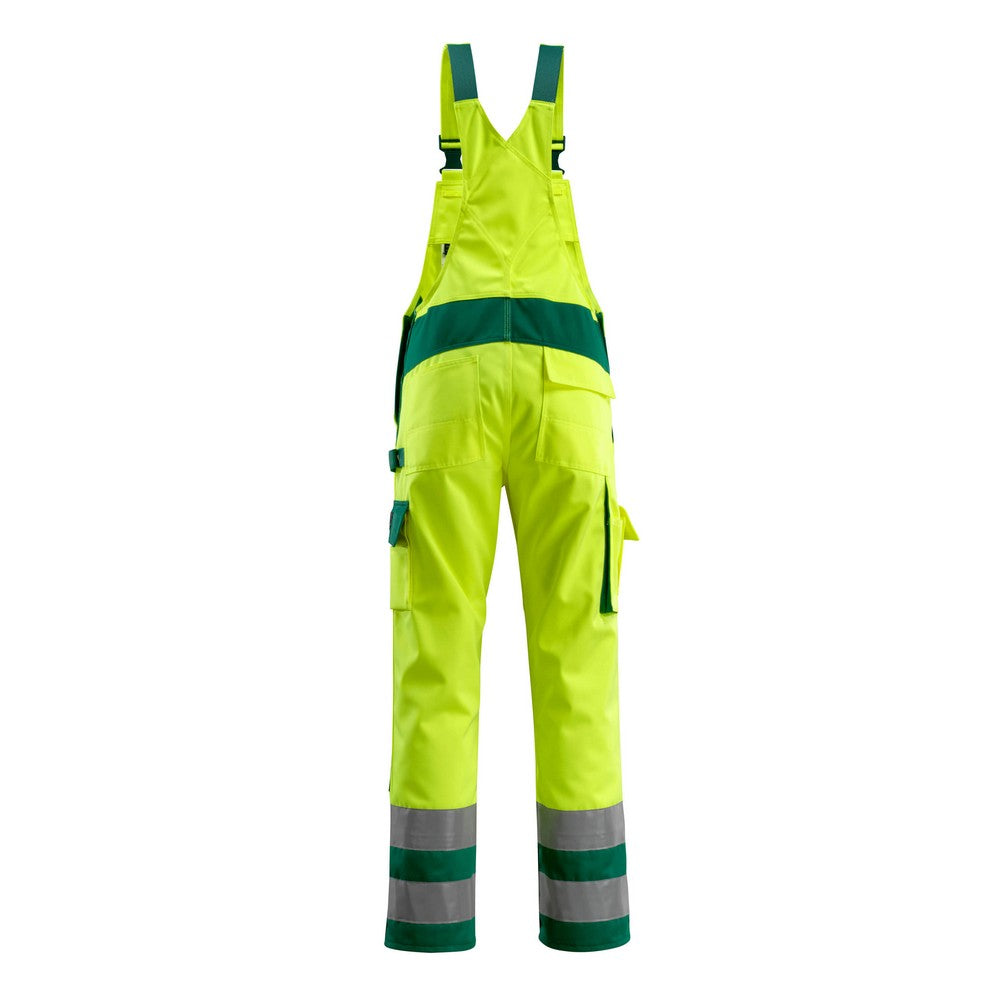 Yellow-Green - Back - Mascot Mens Barras Safe Complete Hi-Vis Bib And Brace Overall