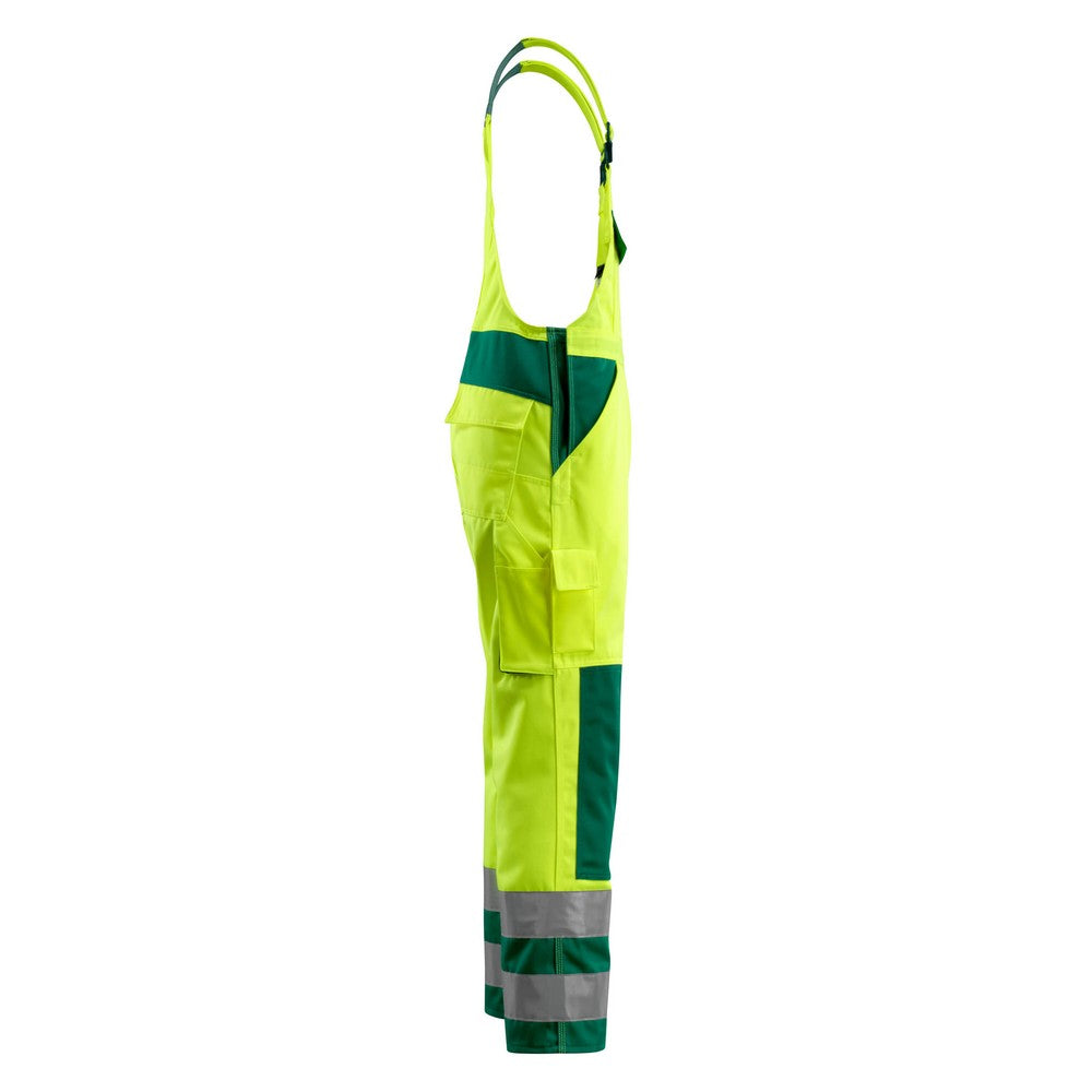 Yellow-Green - Side - Mascot Mens Barras Safe Complete Hi-Vis Bib And Brace Overall