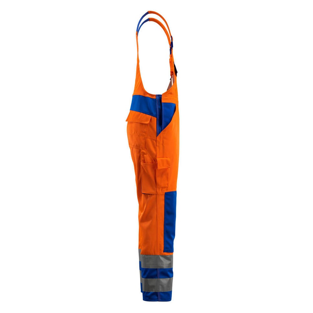 Orange-Royal Blue - Side - Mascot Mens Barras Safe Complete Hi-Vis Bib And Brace Overall