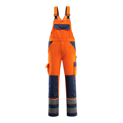 Orange-Navy - Front - Mascot Mens Barras Safe Complete Hi-Vis Bib And Brace Overall