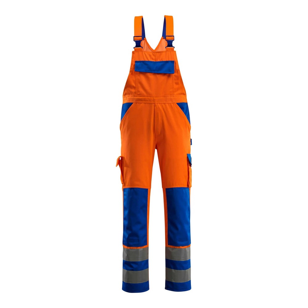 Orange-Royal Blue - Front - Mascot Mens Barras Safe Complete Hi-Vis Bib And Brace Overall