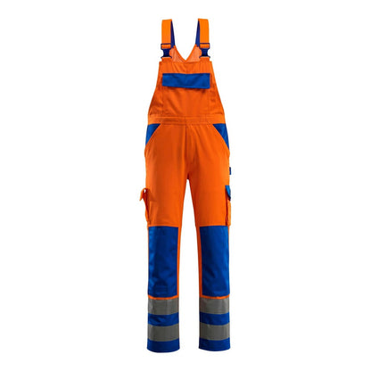 Orange-Royal Blue - Front - Mascot Mens Barras Safe Complete Hi-Vis Bib And Brace Overall