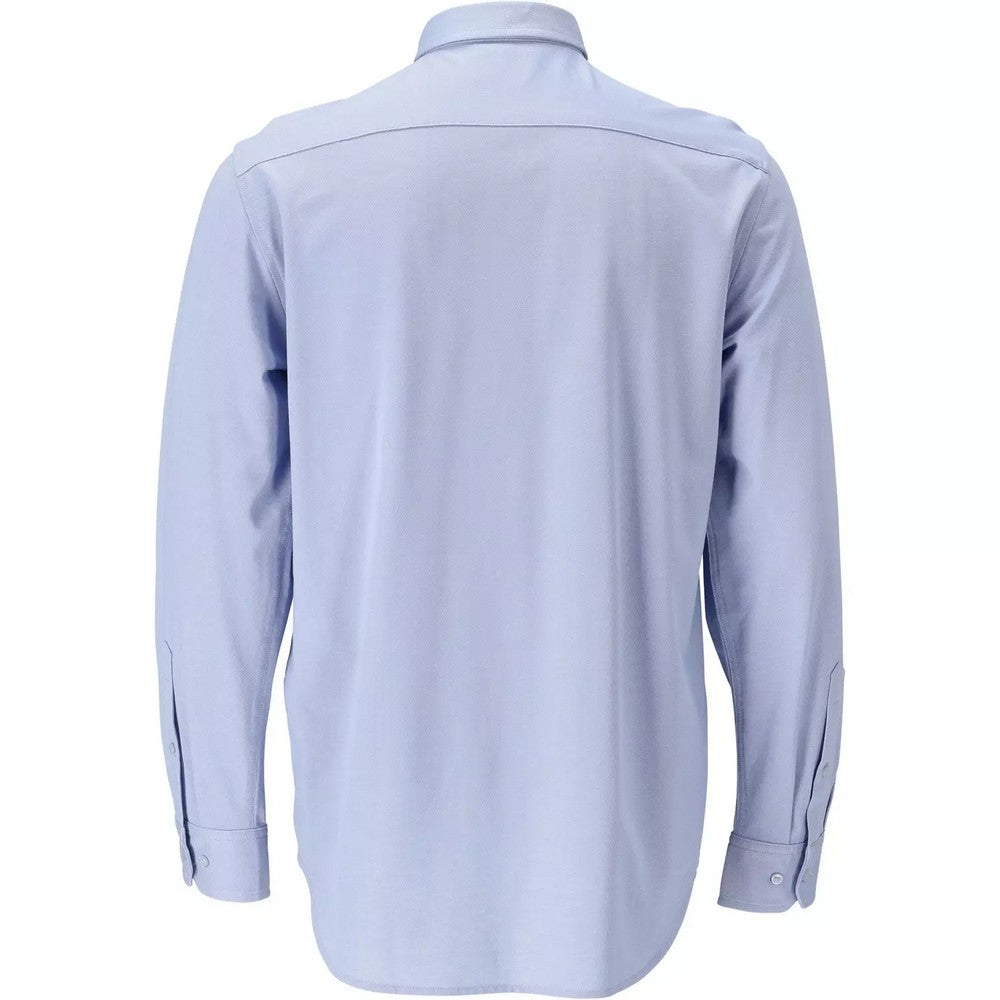 Light Blue-White - Back - Mascot Mens Frontline Checked Slim Shirt