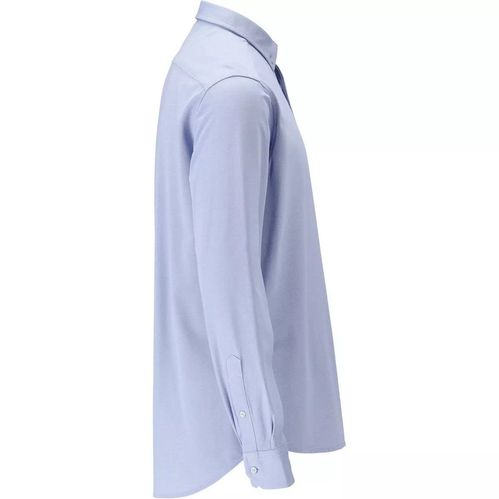 Light Blue-White - Side - Mascot Mens Frontline Checked Slim Shirt
